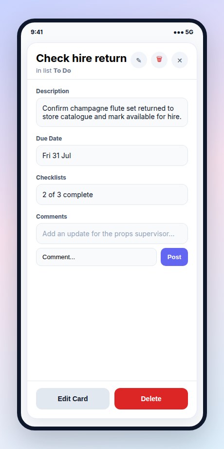 Mobile task card detail